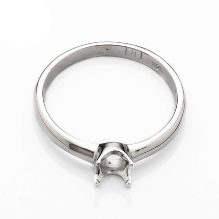 Classic Solitaire Ring with Round Setting in Sterling Silver for 5mm Round Stones