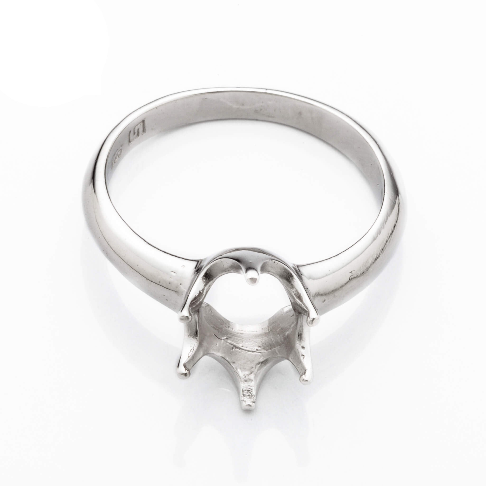 Simple Ring Setting with Oval Prongs Mounting in Sterling Silver 8x10mm