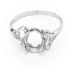 Unique Hollow Motif Ring with Cubic Zirconia Inlays and Oval Prongs Mounting in Sterling Silver 7x9mm