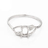 Leaf Ring with Oval Prong Mounting in Sterling Silver 4x6mm