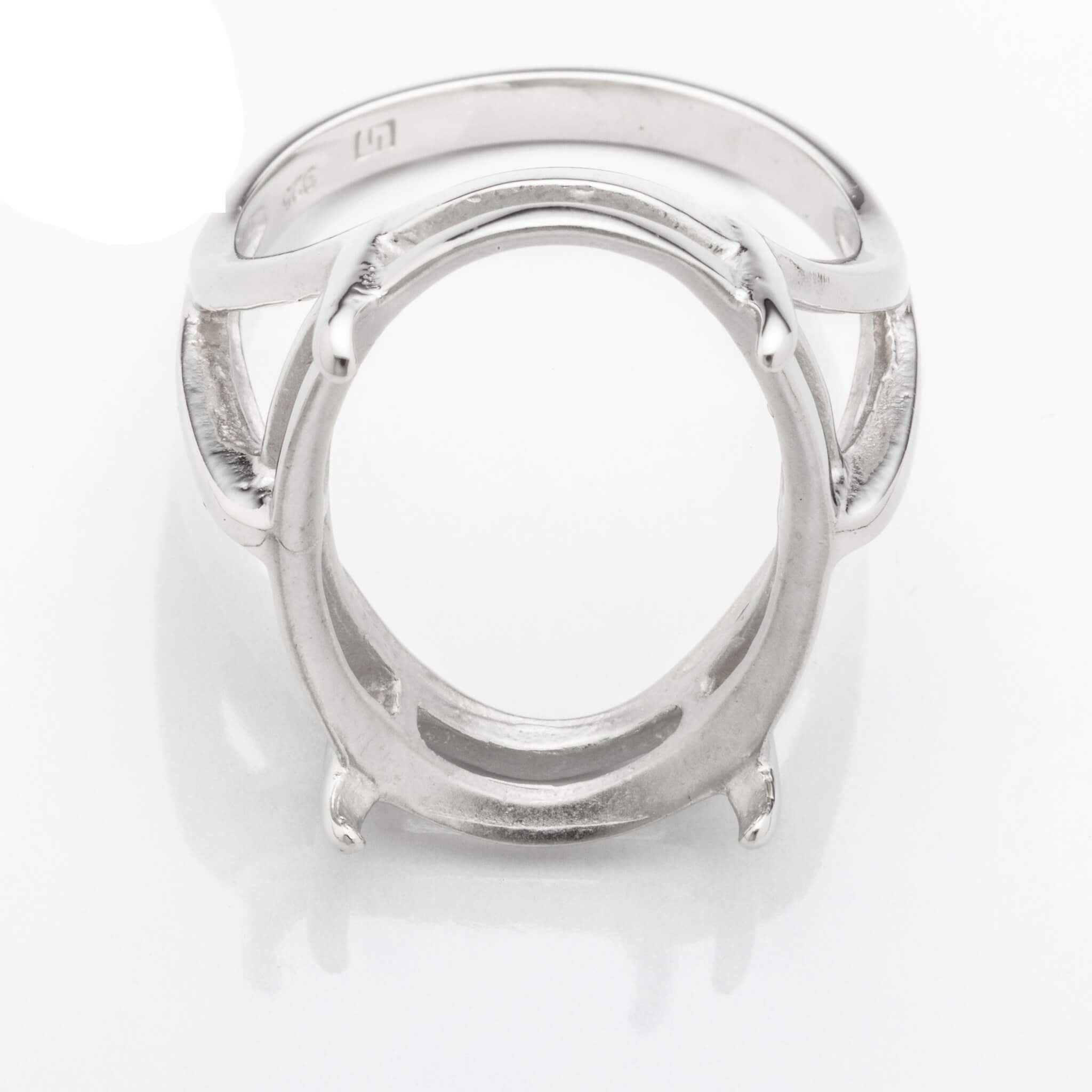 Split Shank Ring with Oval Prongs Mounting in Sterling Silver 16x24mm