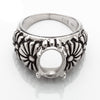 Floral Ring with Oval Prongs Mounting in Sterling Silver 10x14mm