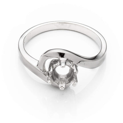 Ring with Round Prongs Mounting in Sterling Silver 6mm