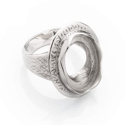 Textured Ring with Oval Bezel Mounting in Sterling Silver 13x18mm