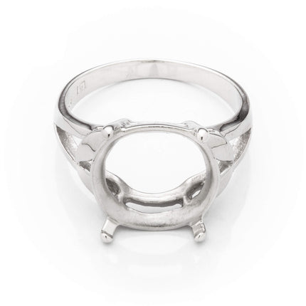 Ring with Oval Prongs Mounting in Sterling Silver 13x13mm