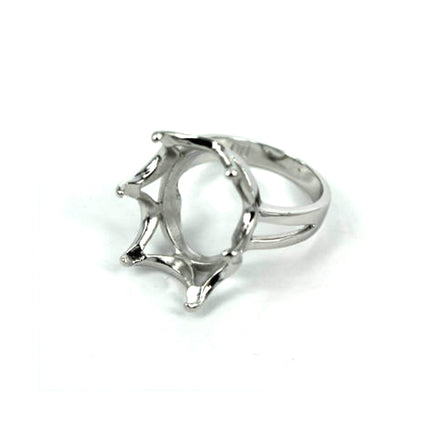 Tapered Ring with Oval Prongs Mounting in Sterling Silver 15x17mm