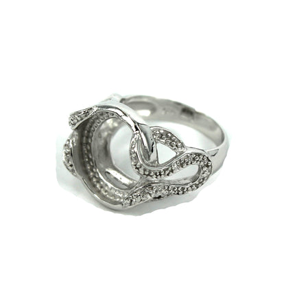 Swirl Ring with Round Bezel Mounting in Sterling Silver 12mm