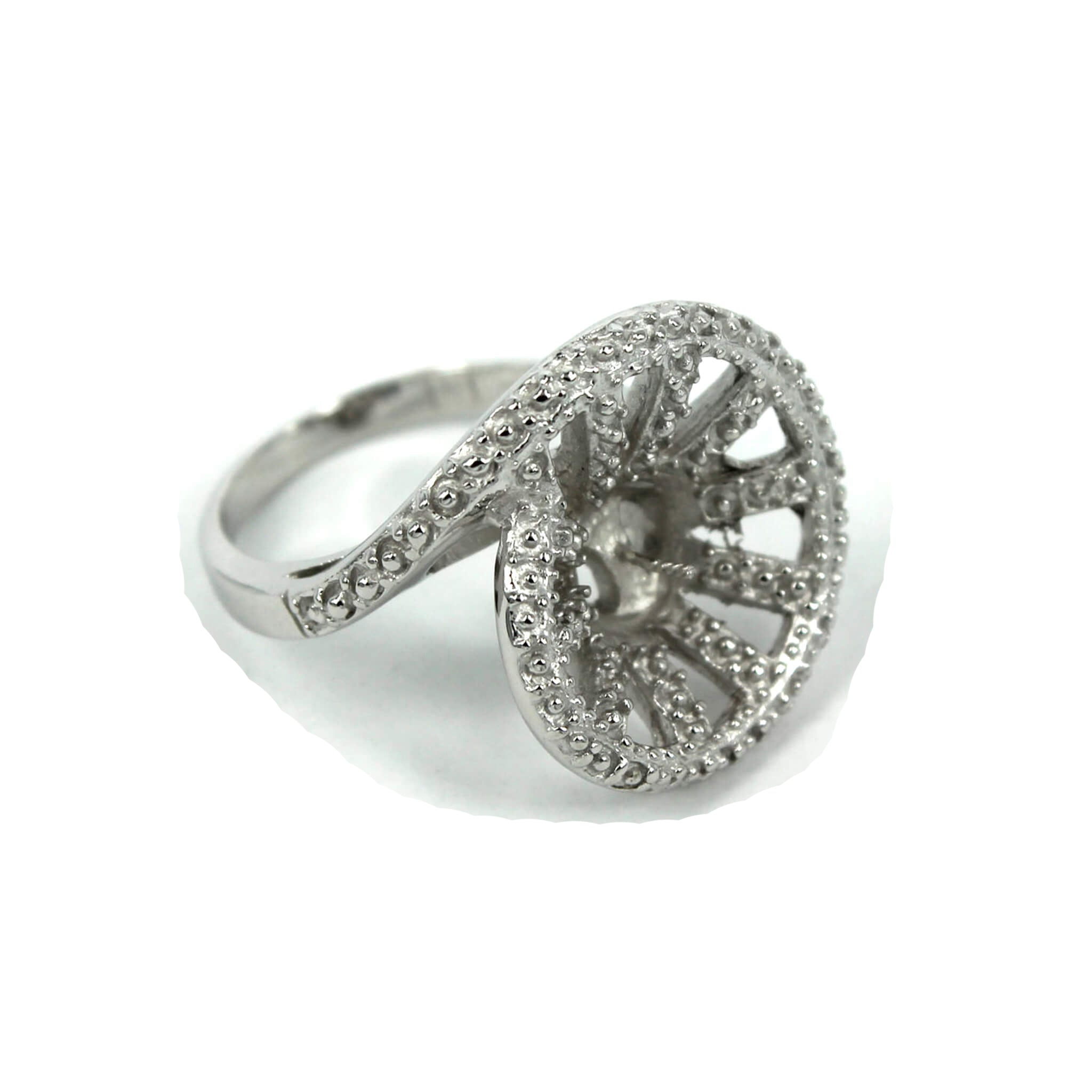 Cross-Over Ring with Peg Mounting in Sterling Silver 10mm