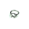 Curved Ring with Cubic Zirconia Inlays and Oval Prongs Mounting in Sterling Silver 8x9mm