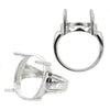 Adjustable Raised Ring Setting with Oval Prongs Mounting in Sterling Silver 16x21mm