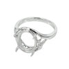 Cross-Over Ring with Oval Prongs Mounting in Sterling Silver 10x13mm