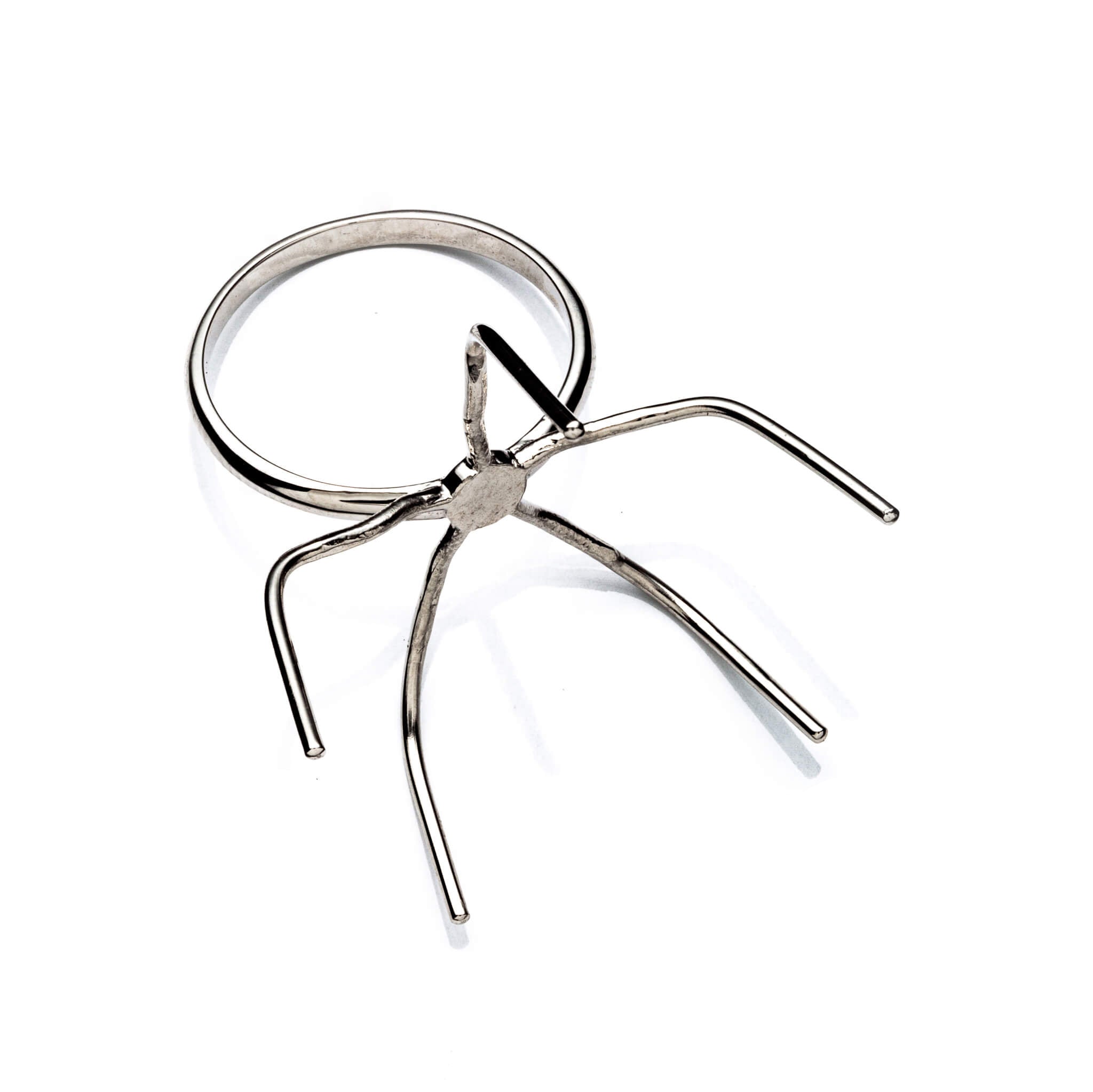 Freeform Ring with Prong Mounting in Sterling Silver