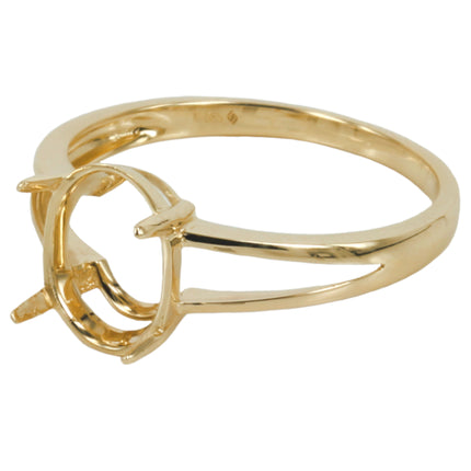 14K 14K Gold Classic Split-Shank Ring Setting with Oval Prongs Mounting 8x10mmClassic Split-Shank Ring with Prong Setting for 8x10mm Stones