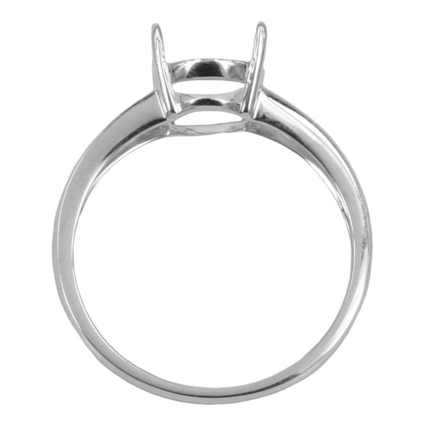 14K White Gold Classic Split-Shank Ring Setting with Oval Prongs Mounting 8x10mm