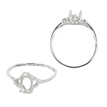 Simple Frame Ring in Sterling Silver for 5x7mm Oval Stones