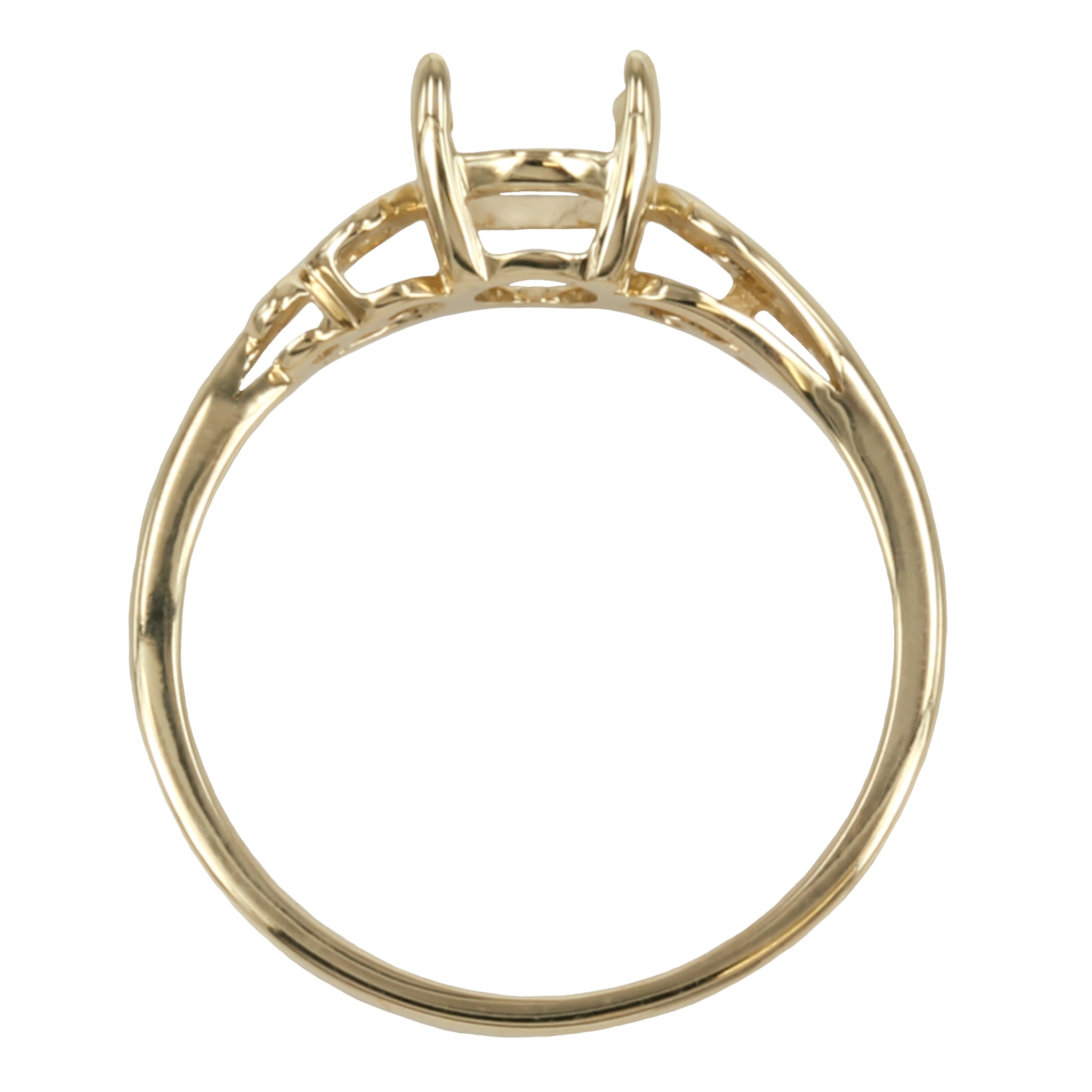 14K Gold Scroll Shank for 6x8mm Oval Stones