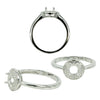 Rococo Halo with CZ's Ring in Sterling Silver for 4mm Round Stones