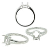 Classic Split Shank Ring Setting with Oval Prongs Mounting in Sterling Silver 7x9mm