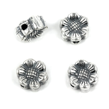 Flower Bead in Sterling Silver 9x5mm