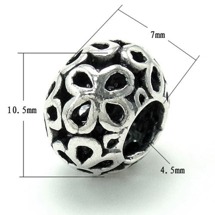 Floral Spacer Bead in Antique Sterling Silver 10.3x7.3mm