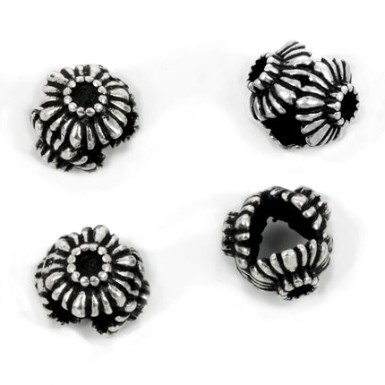 Flower Trio Bead in Sterling Silver 10x10mm