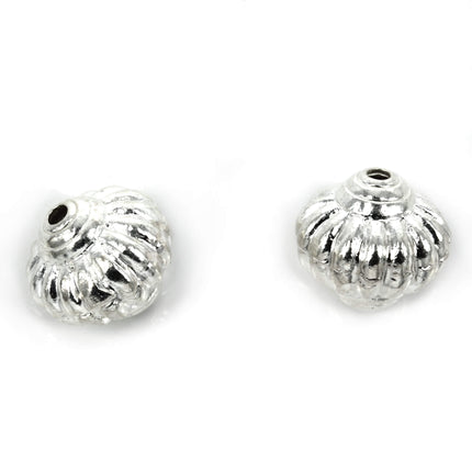 Fluted Rondelle Bead in Sterling Silver 12x12x11mm