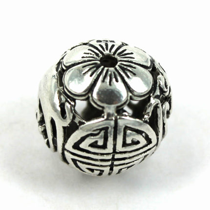 Round Bead in Antique Sterling Silver 17.3x17.3x17.5mm
