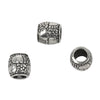 Footprints Patterned Barrel Tube Bead in Sterling Silver 10x9mm