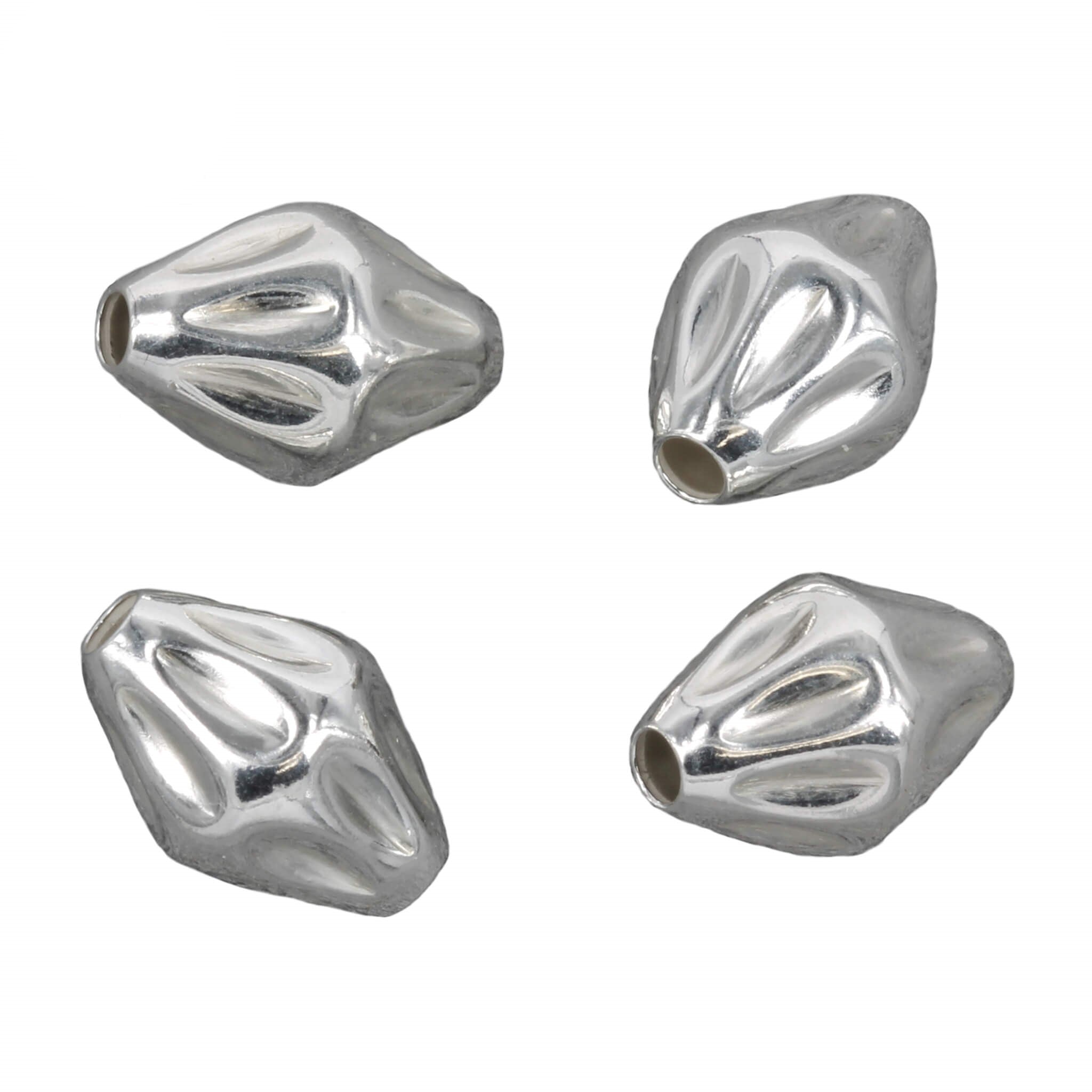 Dimpled Bicone Bead in Sterling Silver