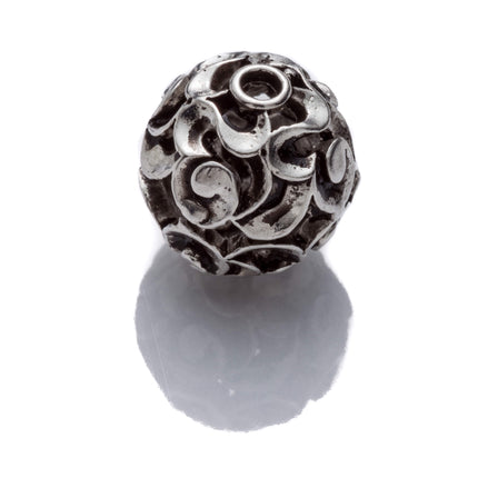 Round Swirly Ribbon Hollow Bead in Sterling Silver 10x10mm