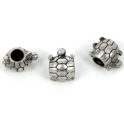 Turtle Tube Bead in Sterling Silver 8x8mm