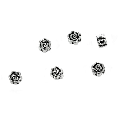 Rose Disc Accent Beads in Sterling Silver 4x3mm