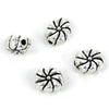 Flat Oval Floral Motif Bead in Sterling Silver 8x9mm