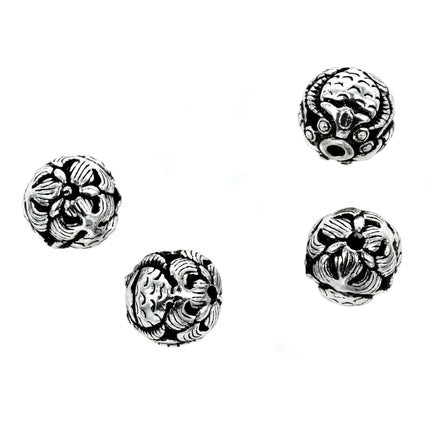 Round Fishy Trio Bead in Sterling Silver 10x10mm