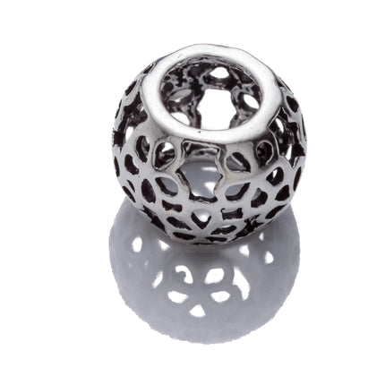 Flower Patterned Rolo Spacer Bead in Sterling Silver 9x12mm