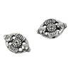 Pierced Flat Oval Bead with Flower Motif in Sterling Silver 14x22x6mm