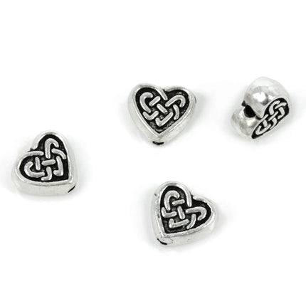 Heart Bead with Chinese Knot in Sterling Silver 8x9mm