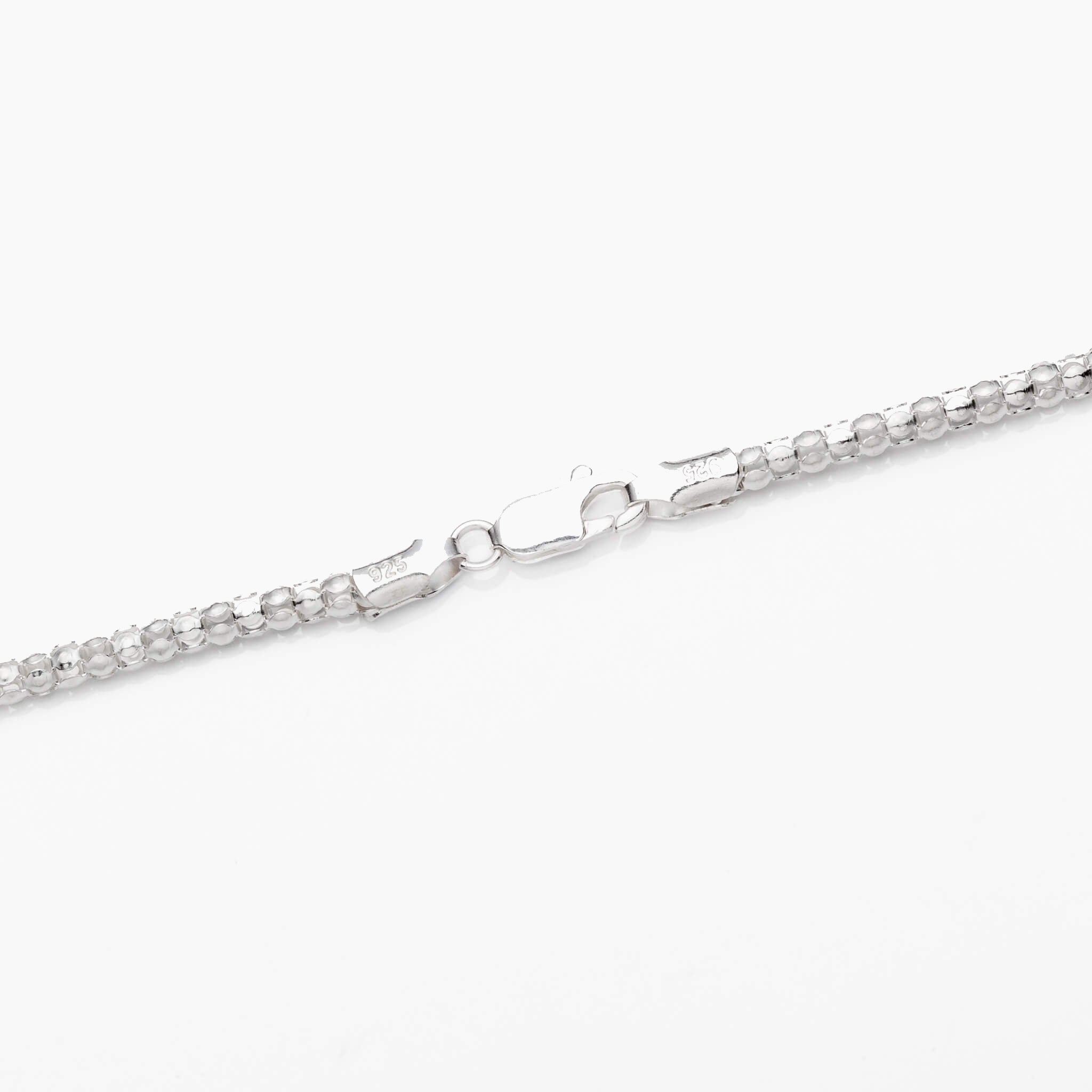 Sterling Silver Popcorn Chain Necklace 3mm 18