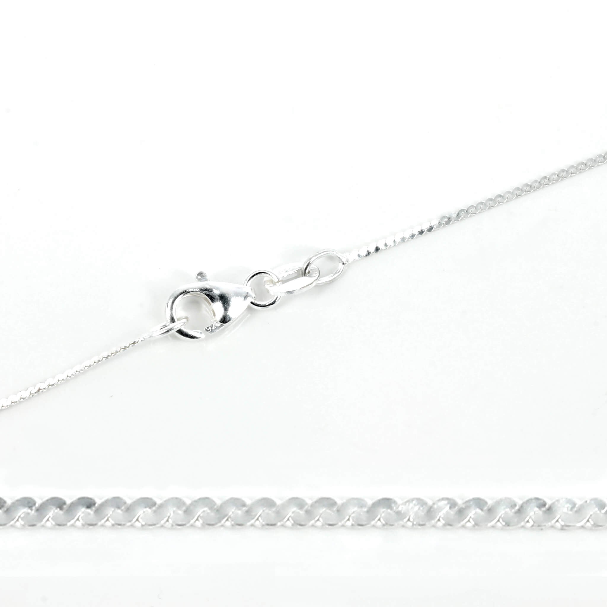 Sterling Silver Serpentine Chain Necklace 0.9mm 16″ (41cm) 18