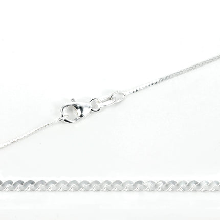 Sterling Silver Serpentine Chain Necklace 0.9mm 16″ (41cm) 18