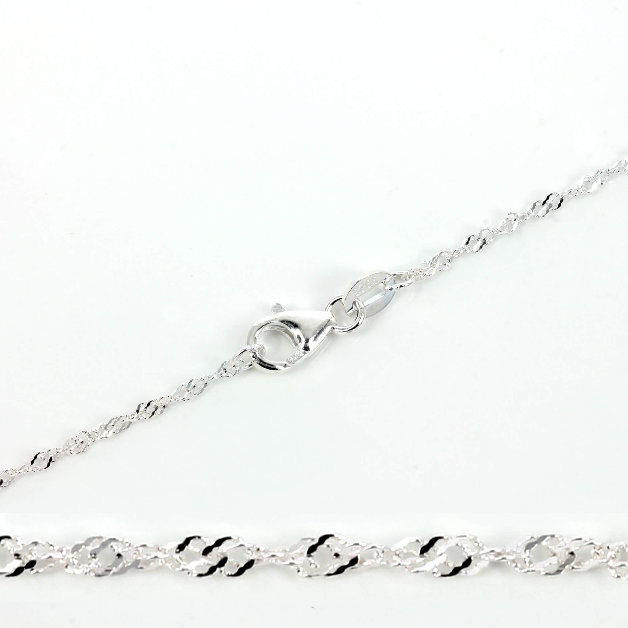 Sterling Silver Singapore Chain Necklace 1.55mm 16″ (41cm) 18