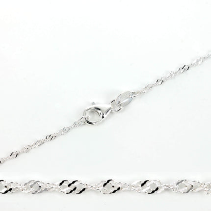 Sterling Silver Singapore Chain Necklace 1.55mm 16″ (41cm) 18