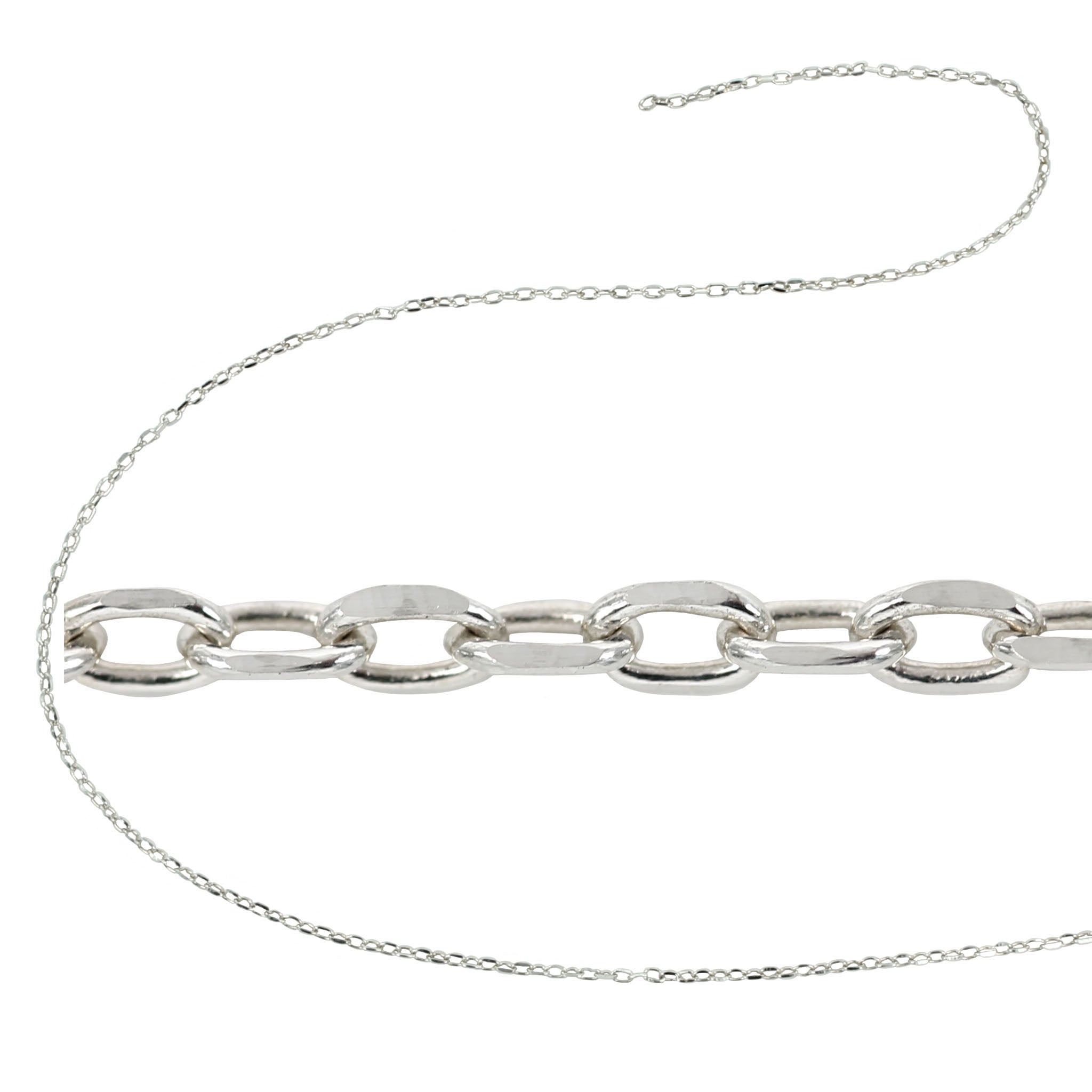 Beveled Cable Chain in Sterling Silver 1.3mm x 2mm links
