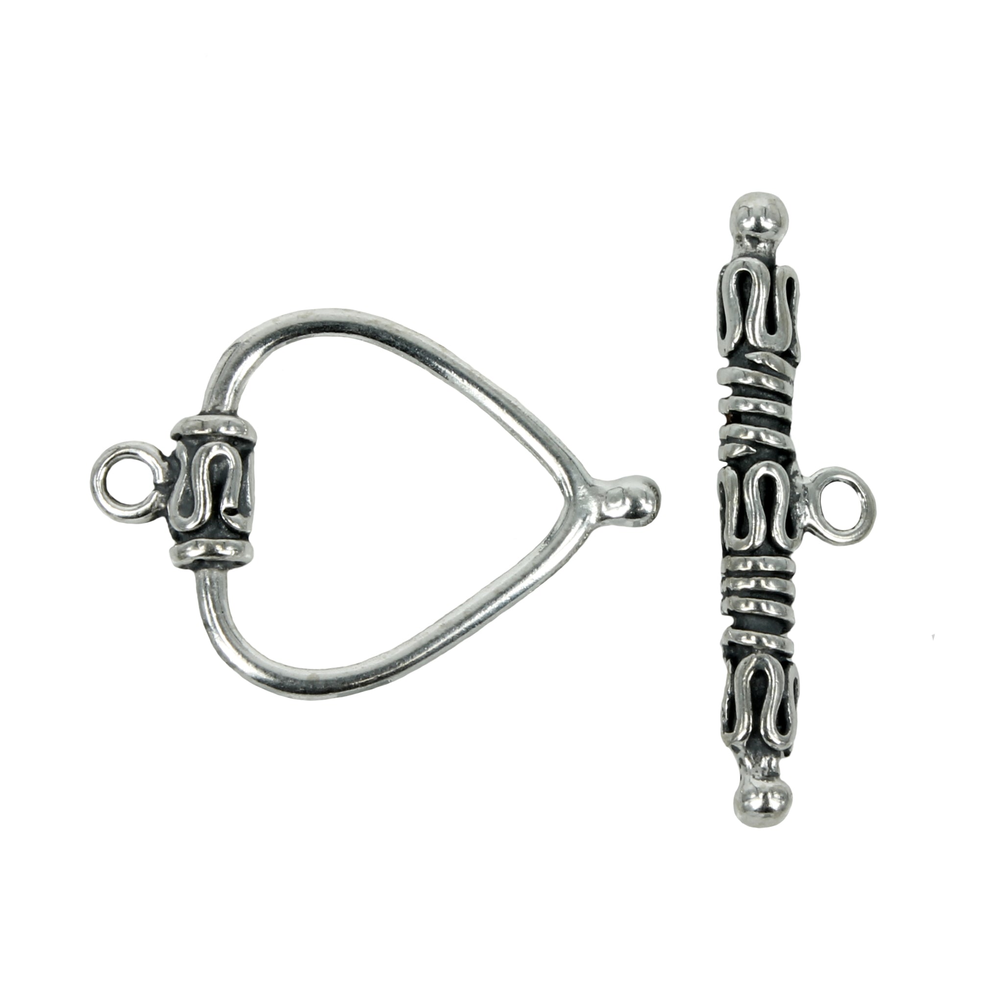 Silver (plated) Round Toggle Clasp 9x13mm, 13mm Bar