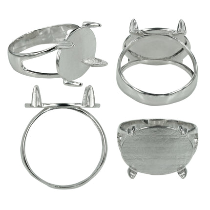 Split Shank Platform Ring in Sterling Silver for 13x18mm Oval Cabochons