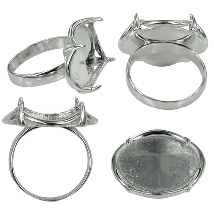 Ribbon Platform Ring in sterling silver for 13x17mm cabochons