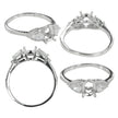 Pear CZ Accent Ring in Sterling Silver for 5x7mm Oval Stones