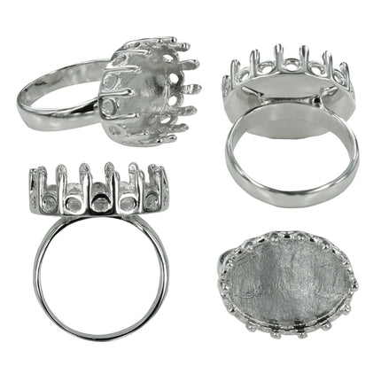 lol Bezel Platform Ring in Sterling Silver for 12x16mm Cabochons