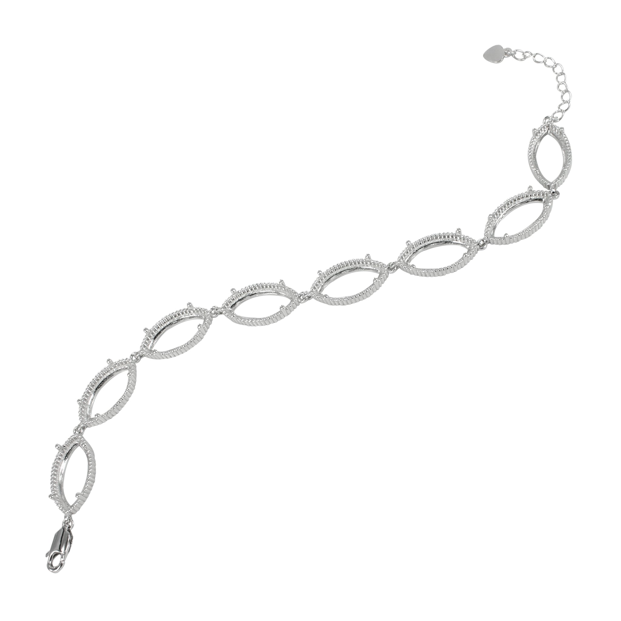 Bracelet in Sterling Silver with 8 Settings for 8x16mm Marquise Stones