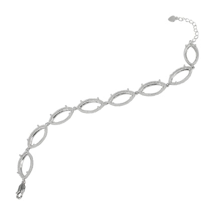 Bracelet in Sterling Silver with 8 Settings for 8x16mm Marquise Stones